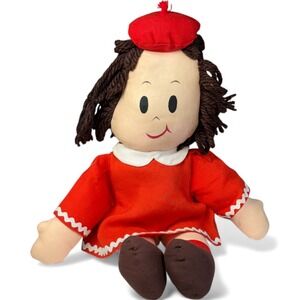 Vintage Horsman LITTLE LULU 17" Cloth Doll Red Dress Beret King Features 1970s